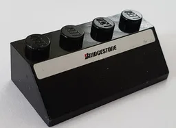 Slope 45 2 x 4 with Bridgestone Logo on White Stripe Pattern (Sticker) - Set 8155