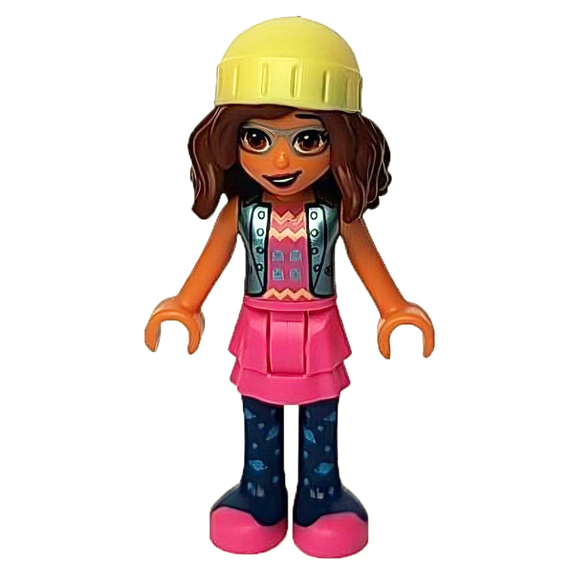 Lego Olivia - Metallic Blue Jacket, Dark Pink Skirt, Bright Light Yellow Cap