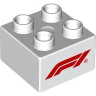Duplo Brick 2 x 2 with Red 'F1' Logo Print