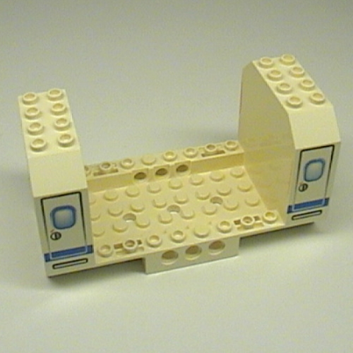 Lego Aircraft Fuselage Angular Bottom 6 x 12 x 5 with Doors on Blue Stripe Print [4618]