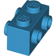 Lego Brick Special 1 x 2 with Studs on 2 Sides / Dark Azure