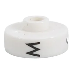Pen Bead, Round Short, Flat Edge with 'M', 'S', 'Z' Print / White