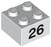 Brick 2 x 2 with Black "26" Print