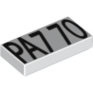 Lego Tile 1 x 2 with 'PA7 70' Print / White