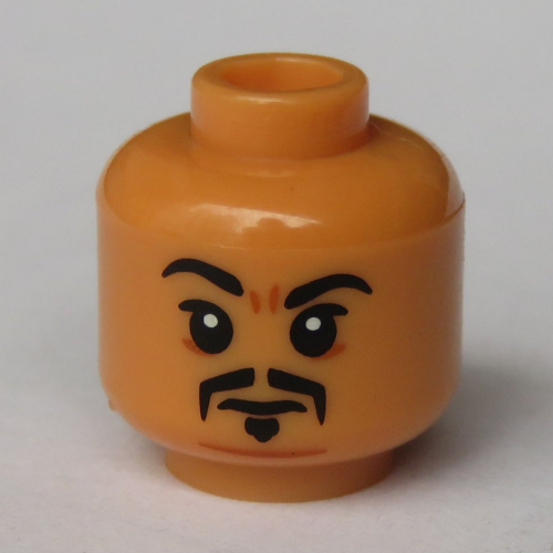 Lego Minifig Head Wong, Mustache, Frown, Goatee Print / Nougat
