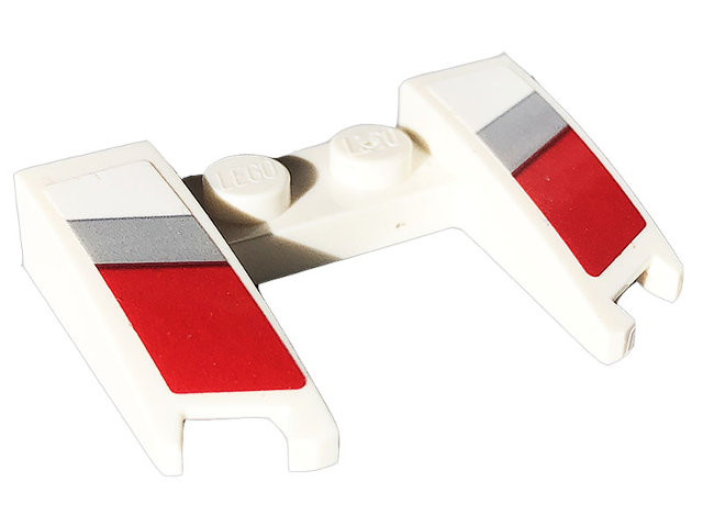 Lego Wedge 3 x 4 x 2/3 Curved with Cutout with Light Bluish Gray and Red Stripes Pattern (Stickers) - Set 75888