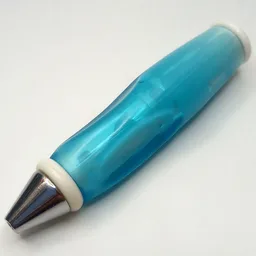 Pen Body, with Chrome Tip, White Ends / Trans-Light Blue