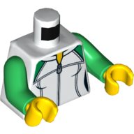 Lego Torso Jacket and Zipper Print, Green Arms, Yellow Hands / White