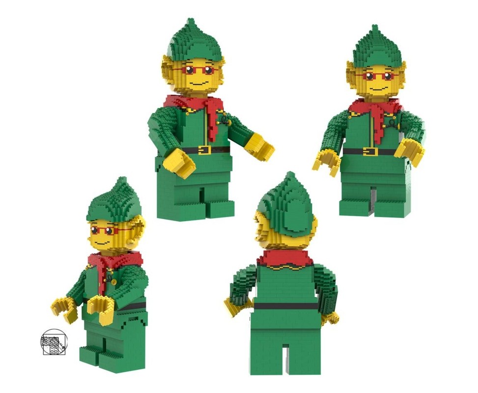 Lego Maxi figure Elf with mail horn and red scarf