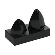 Tile Special 1 x 2 with Two Vertical Teeth / Tooth / Black