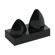 Lego Tile Special 1 x 2 with Two Vertical Teeth / Tooth / Black