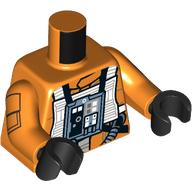 Lego Torso Rebel Pilot with White Flight Suit Print, Orange Arms with Pocket Print, Black Hands / Orange