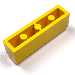 Brick 1 x 4 with Bottom Tubes, Lowered Center Cross Support / Yellow