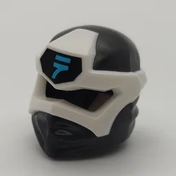 Wrap with Angular Mask White, and Medium Azure Asian Symbol on Black Print / Pearl Titanium