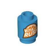 Lego Brick Round 1 x 1 Open Stud with 'VITA RUSH' Logo print / Dark Azure