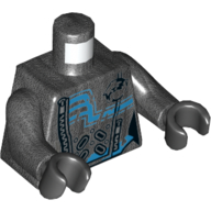 Lego Torso Jumpsuit, Zipper, Blue Lines Print, Pearl Titanium Arms, Black Hands / Pearl Titanium