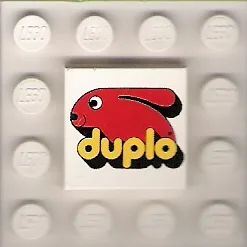 Tile 2 x 2 with Duplo Bunny Logo Pattern
