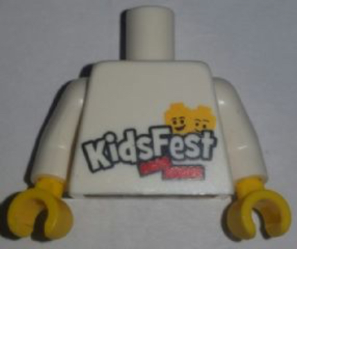 Lego Torso LEGO KidsFest 2 Minifigure Heads and 2 Red Bricks Print, White Arms, Yellow Hands / White