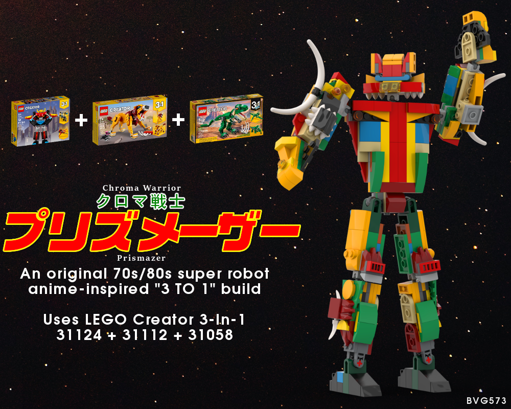 Lego Chroma Warrior Prismazer 31124 + 31112 + 31058 (Original Anime Robot Design)