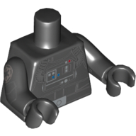 Lego Torso Flight Suit with Control Panel, Tubes, and Belt Print (TIE Pilot), Black Arms and Hands / Black