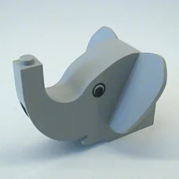 Animal Body Part, Elephant Head 6 x 7 x 4 with Eyes Print / Light Gray