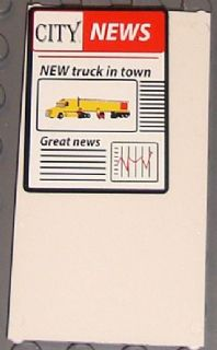 Lego Glass for Window 1 x 4 x 6 with 'CITY NEWS' Newspaper Pattern (Sticker) - Set 7937