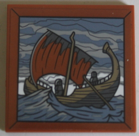 Lego Tile 4 x 4 with Painting of Earendil Sailing to Valinor with Dark Tan Ship and Sand Blue Sea Pattern (Sticker) - Set 10316