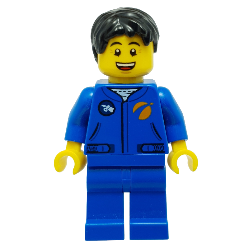 Lego Astronaut - Blue Torso and Legs, Black Hair