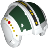 Lego Helmet Rebel Pilot, Center Ridge with Scratched Dark Green Print / White