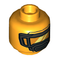 Lego Minifig Head AIM Agent, Pearl Titanium Mask with Orange Visor Print / Bright Light Orange