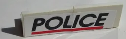 Stickered Assembly 4 x 1 x 1 with Black 'POLICE' and Red Stripe on White Background Pattern (Sticker) - Sets 6545 / 6625