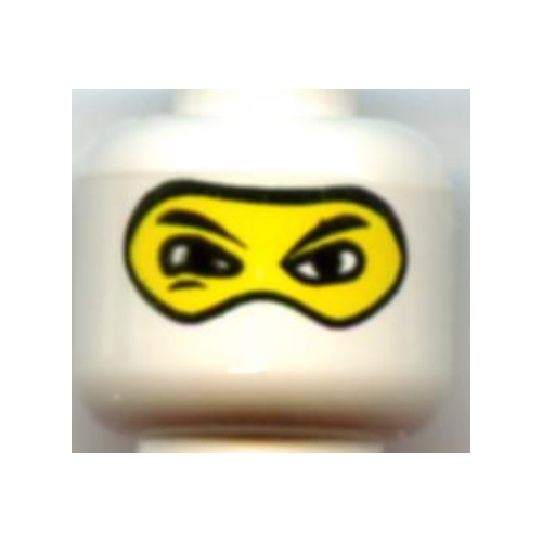 Lego Minifig Head Driver, Balaclava with Eyes Hole and Nose Hump, Large Eye Whites and Squint Print [Blocked Open Stud] / White