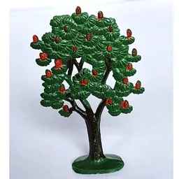 Plant, Tree Flat Fruit Painted with Painted Apples with solid base (1950's version) / Green