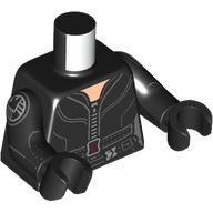 Lego Torso Jacket, Zipper, Black Belt, SHIELD Logo on Shoulder print, Black Arms and Hands / Black