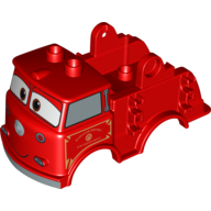 Lego Duplo Car Body Truck with 'Red' Fire Logo Print (Fits over Car Base 2 x 4) / Red