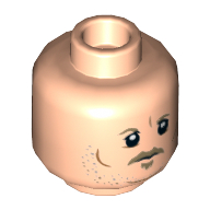 Lego Minifig Head Tobias Beckett, Dark Tan Mustache, Goatee Print / Light Nougat