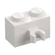 Brick Special 1 x 2 with Vertical Clip [Open O Clip] / White