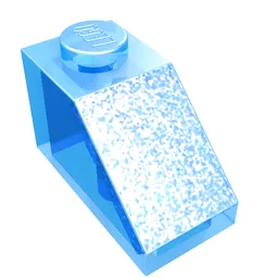 Brick Sloped 45° 2 x 1 with Bottom Pin / Trans-Medium Blue