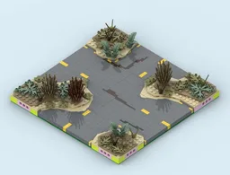 MILS Wasteland Road Intersection 16 Studs Wide (Fallout)