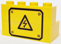 Stickered Assembly 4 x 2 x 2 with Black Electricity Danger Sign and Border Pattern (Sticker) - Set 7243