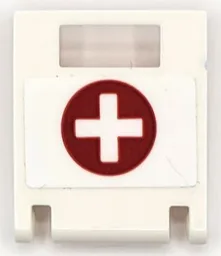 Container, Box 2 x 2 x 2 Door with Slot with White Cross in Red Circle Pattern (Sticker) - Set 42069