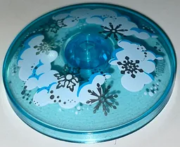 Dish 4 x 4 Inverted (Radar) with Open Stud with Clouds and Snowflakes Pattern