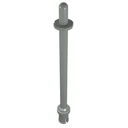 Bar 8L - Two Stop Rings / One Pin, Technic Figure Ski Pole [Rounded End] / Light Gray
