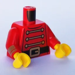 Torso, Jacket, Soldier Uniform with Gold Laces, Black Belt Print, Red Arms, Yellow Hands / Red