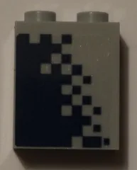 Brick 1 x 2 x 2 with Inside Stud Holder with Dark Blue Pixelated Gradient Pattern Model Right Side (Sticker) - Set 60197