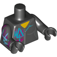 Lego Torso Hoodie, Zipper, Purple and Blue Markings Print, Black Arms and Hands with Purple and Blue Markings on Right Print / Black