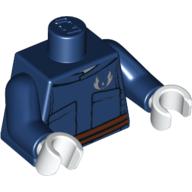 Lego Torso Jacket with Brown Belt and Jedi Order Insignia Print, Dark Blue Arms, White Hands / Dark Blue