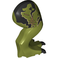 Lego Animal Body Part, Dinosaur, Tyrannosaurus Rex Leg, Right, with Pin, Black Claws, Black Markings, Scars print / Olive Green