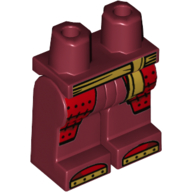 Lego Hips and Dark Red Legs with Tan Sash/Belt Armour Plating, Steel Toes / Dark Red