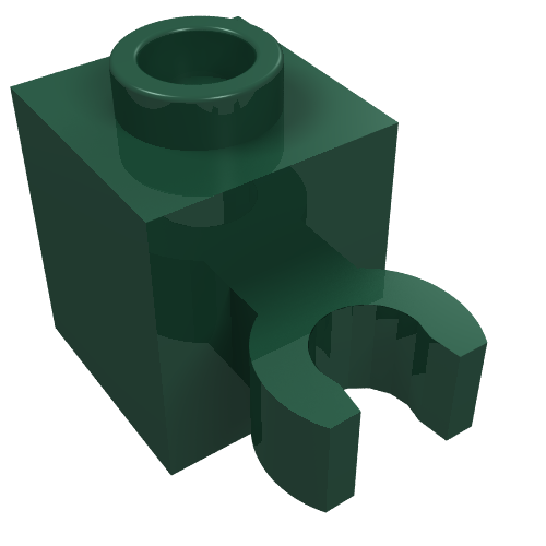 Lego Brick Special 1 x 1 with Clip Vertical [Open O Clip, Hollow Stud] / Dark Green
